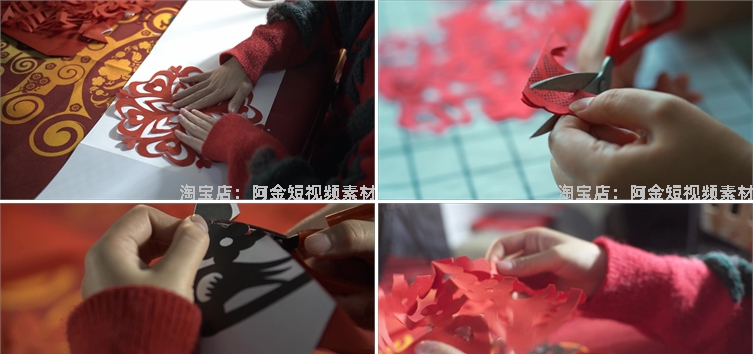 传统手工剪纸视频新年春节民间文化民俗艺术特写实拍剪辑高清素材插图4