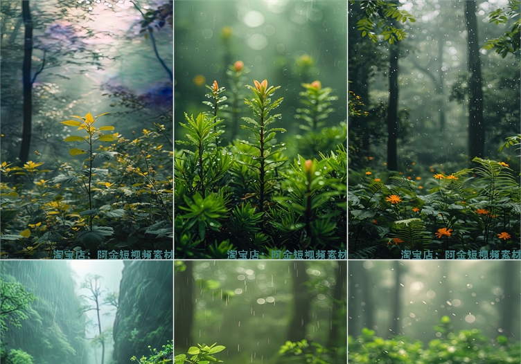 森林绿植治愈系树木草木绿幕直播间背景图素材虚拟动态场景视频插图3