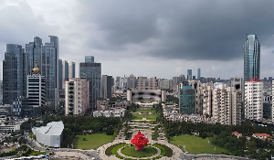 青岛五四广场全貌航拍短视频素材