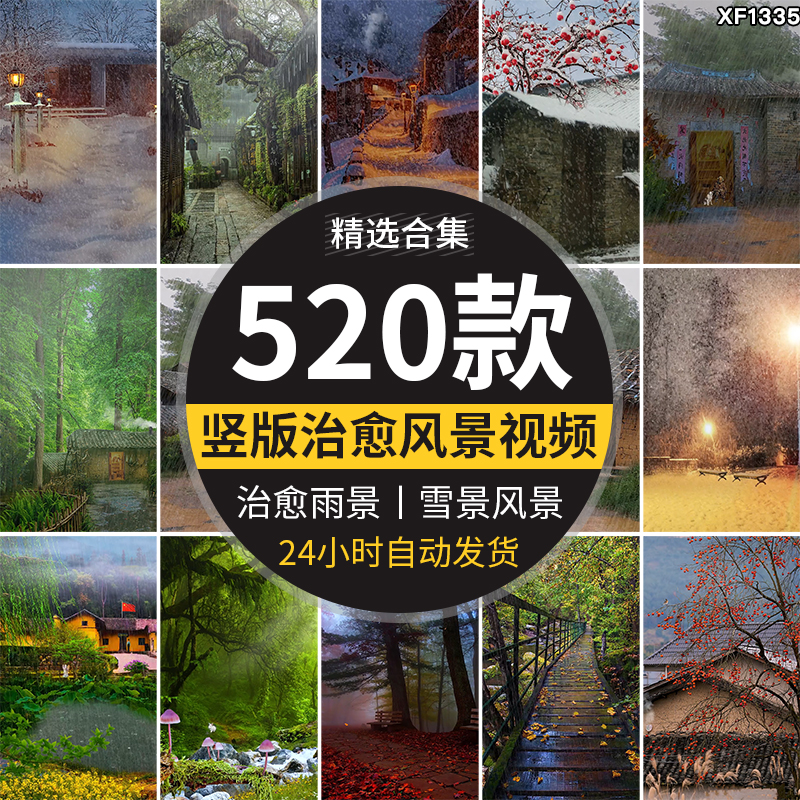 竖版竖屏唯美下雨雪景清新自然风景治愈系美景色直播背景视频素材插图