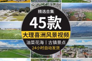 云南大理喜洲古镇旅游景点自然风景油菜花海农村全貌航拍视频素材