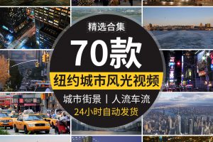 美国纽约城市风光夜景航拍全景曼哈顿街景延时高清实拍短视频素材