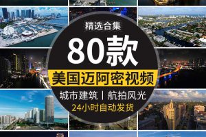 美国迈阿密国外城市地标建筑CBD航拍延时风光夜景高清短视频素材