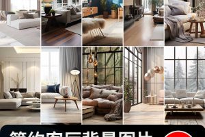 时尚简约风客厅现代温馨室内场景抖音直播间绿幕背景虚拟图片素材