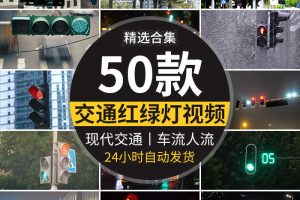 晚上交通信号灯红绿灯现代交通马路城市夜景车流行人实拍视频素材