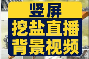抖音卡直播广场挖掘机挖盐淘盐盐海半无人直播拉停留背景视频素材