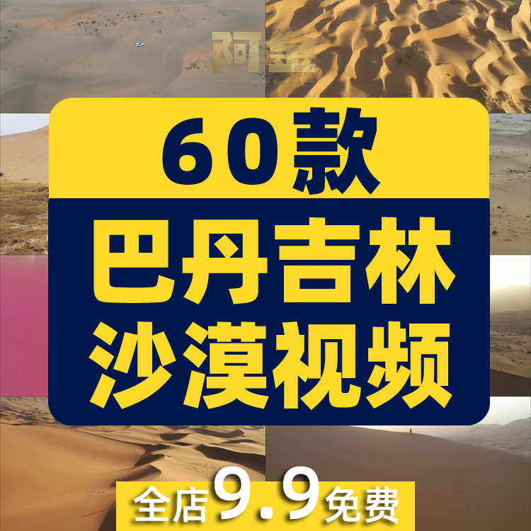 内蒙古巴丹吉林金色沙漠沙丘红海子航拍风景素材高清旅游景点视频插图