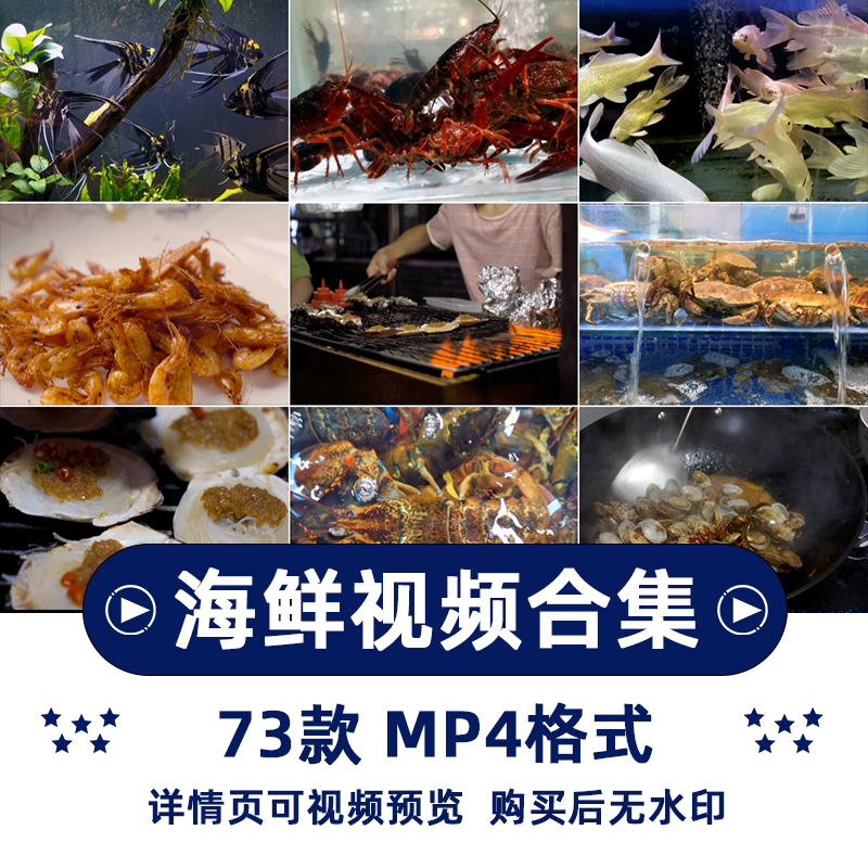 海鲜美食美味横版高清抖音自媒体pr剪辑背景视频素材插图