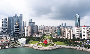 青岛建筑高楼风景航拍短视频素材