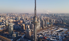 哈尔滨城市全貌景观航拍短视频素材