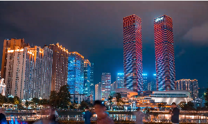 航拍贵阳绚丽夜景短视频素材