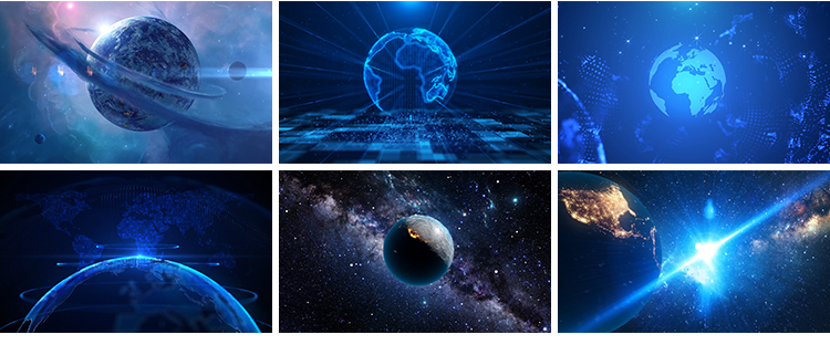 宇宙太空地球转动旋转蓝色科技新闻联播舞台LED背景动态视频素材插图13