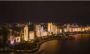 青岛夜晚璀璨夜景航拍短视频素材