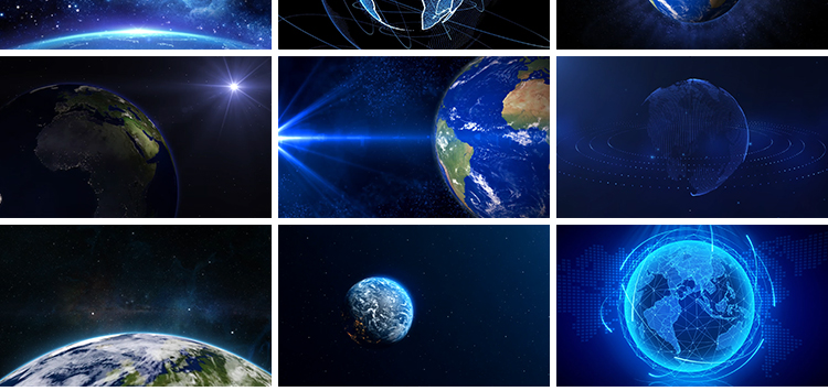 宇宙太空地球转动旋转蓝色科技新闻联播舞台LED背景动态视频素材插图11