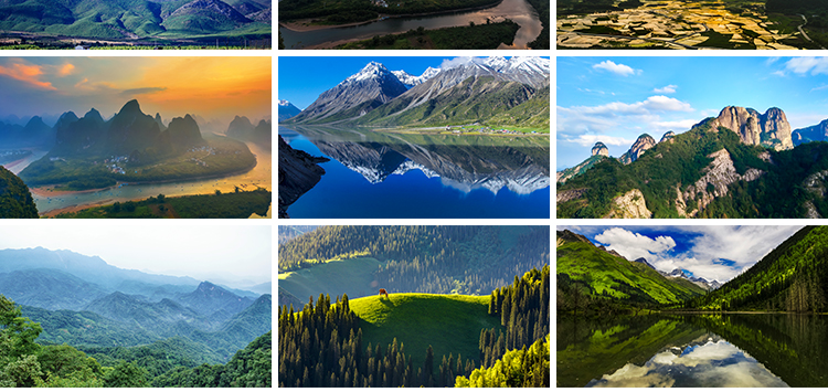 绿水青山山脉山峰山丘山顶山川草地自然风景合成背景宽屏图片素材插图11