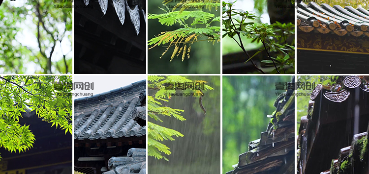 竖版竖屏禅意古风寺庙屋檐下雨天雨水滴落禅意佛系清新短视频素材插图11