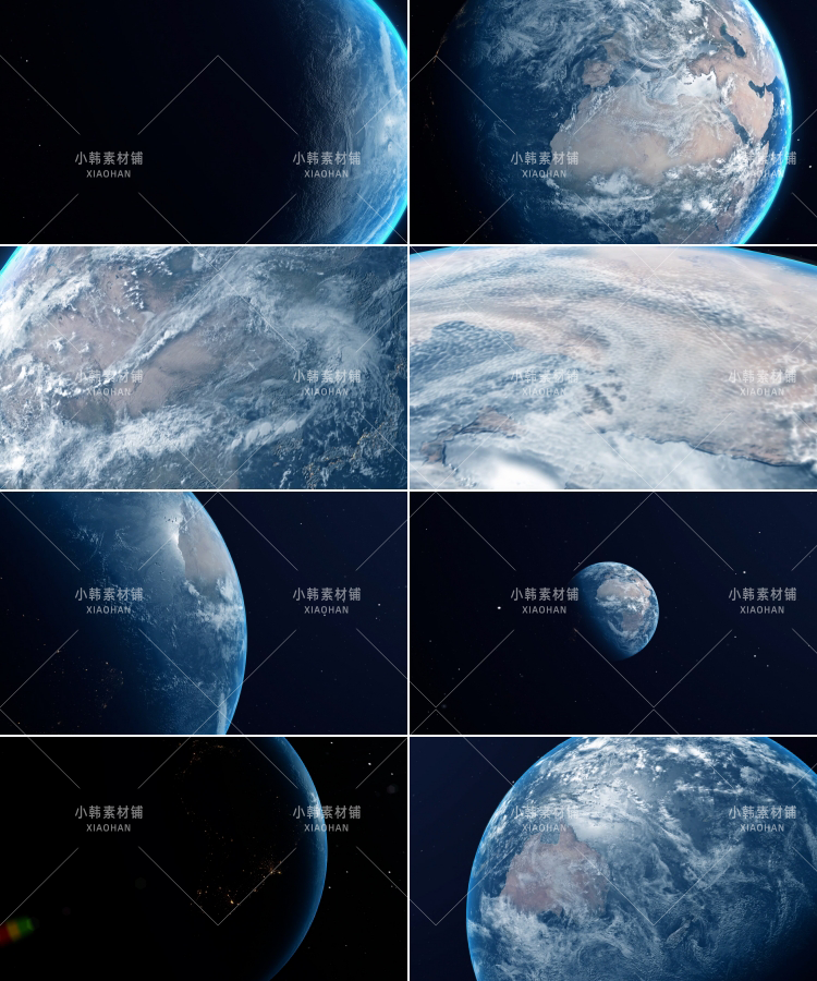 4K地球旋转鸟瞰远景宇宙星球太空全景片头效果PR合成特效视频素材插图11