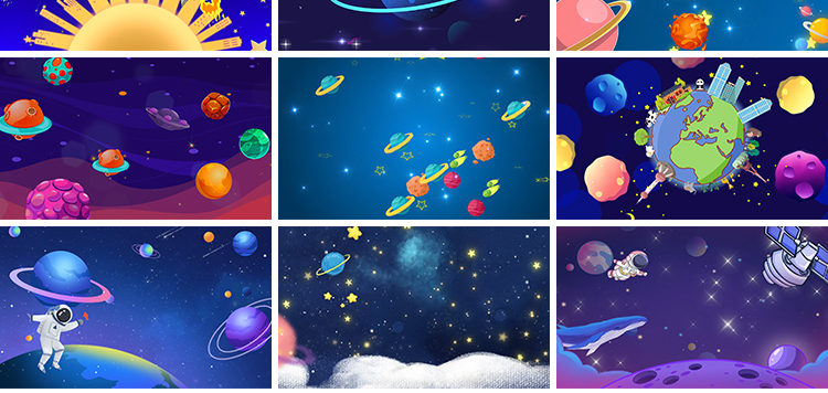 卡通儿童星空星球星系地球宇宙火箭太空动态舞台LED背景视频素材插图11