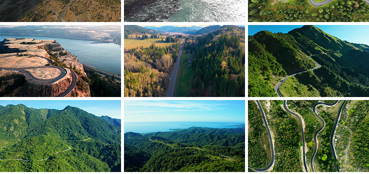 森林公路蜿蜒崎岖山路盘山道路风景山川河流树木自然美景视频素材插图11