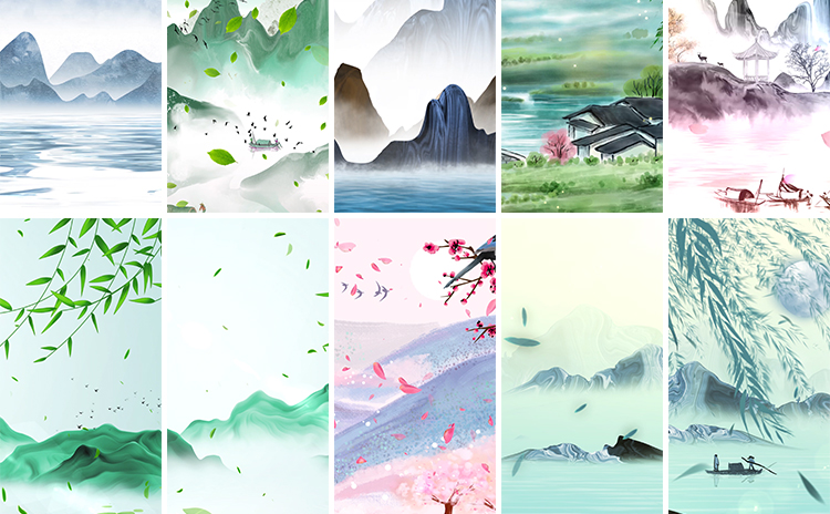 中国风水墨古典古风山水风景画意境竖版直播舞台背景动态视频素材插图12