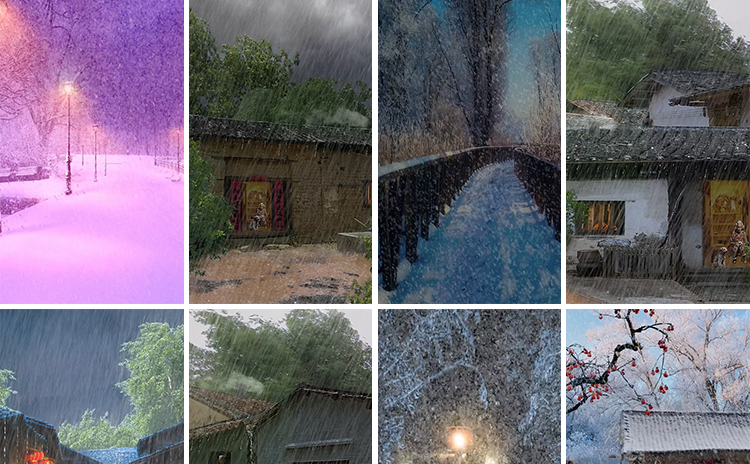 竖版竖屏唯美下雨雪景清新自然风景治愈系美景色直播背景视频素材插图12