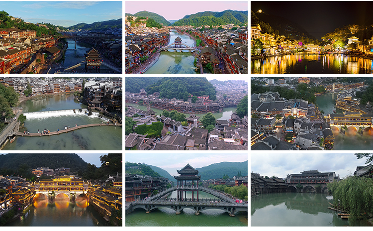 湖南湘西凤凰古城旅游景点古镇古建筑风光风景航拍宣传片视频素材插图1