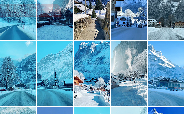 竖屏雪山雪景唯美冬季风景治愈系走拍开车视角旅途美景色视频素材插图12