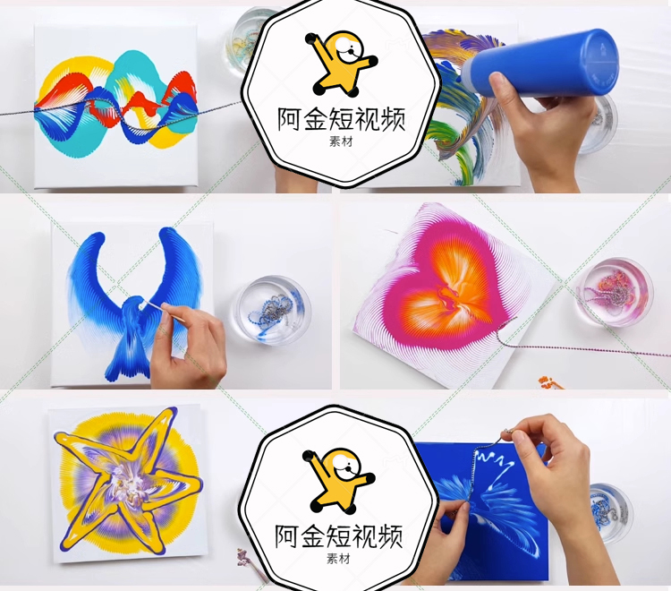 国外手工艺拉线漆画工艺解压高清横屏小说推文素材短视频剪辑引流插图8