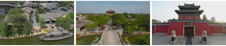 河南开封旅游景点开封府清明上河园铁塔城楼夜景全景航拍视频素材插图9