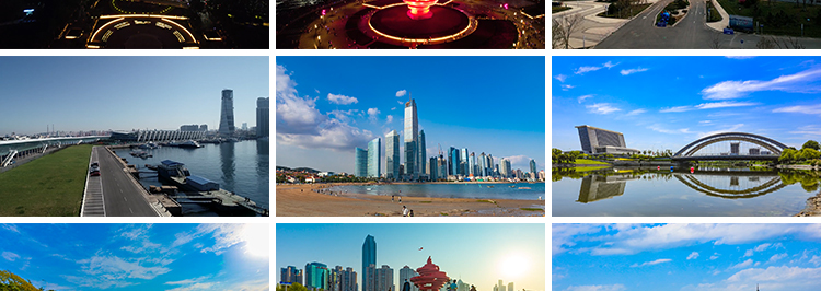 山东青岛城市建筑风光CBD夜景栈桥旅游五四广场地标航拍视频素材插图6