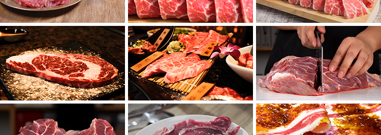 生鲜牛肉雪花肥牛卷新鲜生牛肉片切肉特写实拍剪辑高清短视频素材插图6
