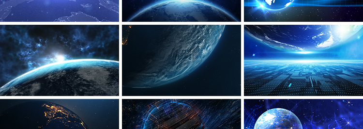 宇宙太空地球转动旋转蓝色科技新闻联播舞台LED背景动态视频素材插图6