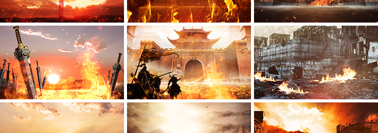 战火硝烟战场建筑废墟残酷古代战争抗战LED舞台朗诵背景视频素材插图6