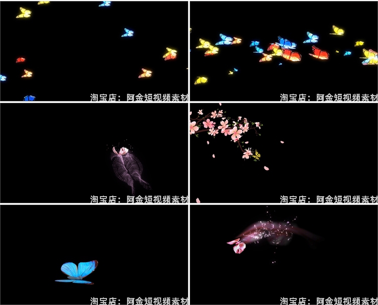 发光蝴蝶飞舞拖尾粒子特效通道绿幕动态直播间led背景视频素材插图5