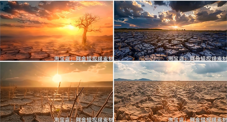 干旱干枯旱灾土地裂纹灾害气候抖音短视频自媒体高清实拍素材剪辑插图6