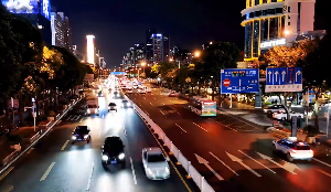 广东夜晚美景道路车流视频素材