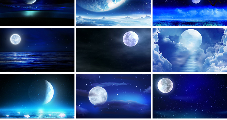 唯美蓝色夜空天空月亮星星白月光明月圆月LED短背景动态视频素材插图7