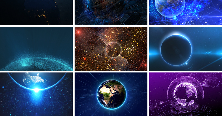 宇宙太空地球转动旋转蓝色科技新闻联播舞台LED背景动态视频素材插图7