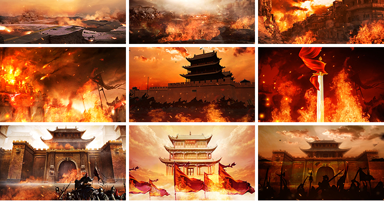 战火硝烟战场建筑废墟残酷古代战争抗战LED舞台朗诵背景视频素材插图7