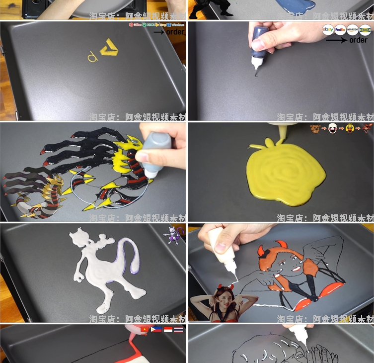 平底锅彩色手工煎饼画画自媒体国外高清解压视频小说推文素材引流插图6