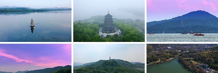 杭州西湖旅游风景点风光雷峰塔夕阳航拍延时高清实拍剪辑视频素材插图5