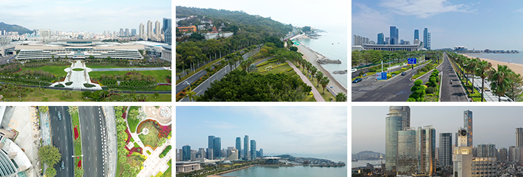 福建厦门城市建筑风光鼓浪屿旅游风景点双子塔夜景航拍短视频素材插图5