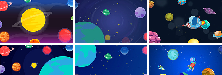卡通儿童星空星球星系地球宇宙火箭太空动态舞台LED背景视频素材插图5