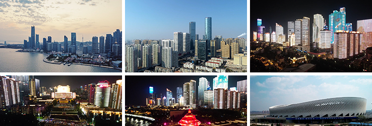 山东青岛城市建筑风光CBD夜景栈桥旅游五四广场地标航拍视频素材插图5
