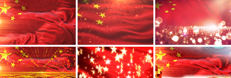 五星红旗飘扬国旗飞舞红绸粒子红色颁奖晚会背景LED屏幕视频素材插图5