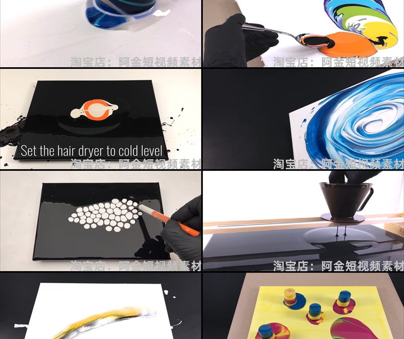 丙烯流体画画手工横屏国外高清解压小说推文素材无水印短视频引流插图4