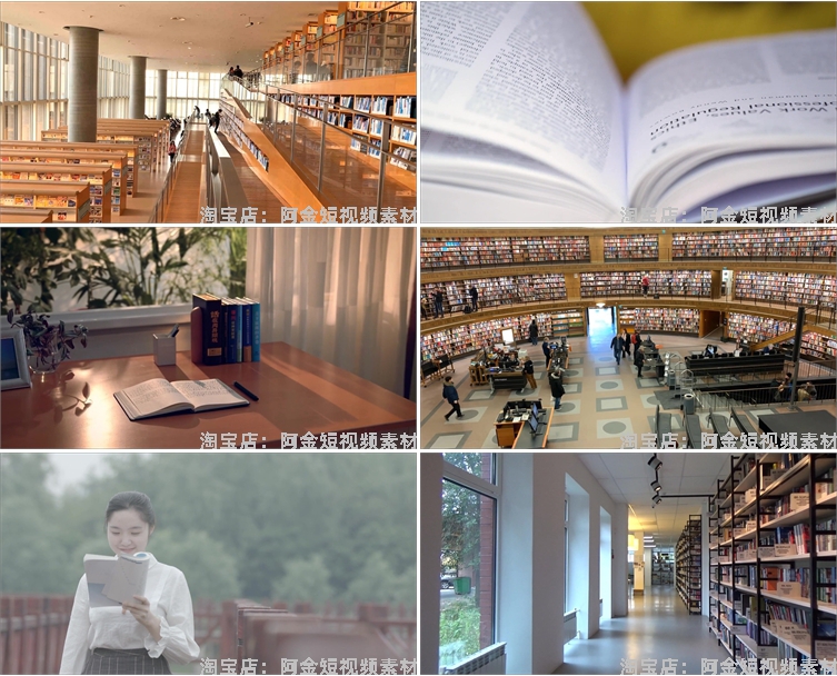 看书学习写作阅读资料读书馆书店翻书书写书架书籍书房短视频素材插图5
