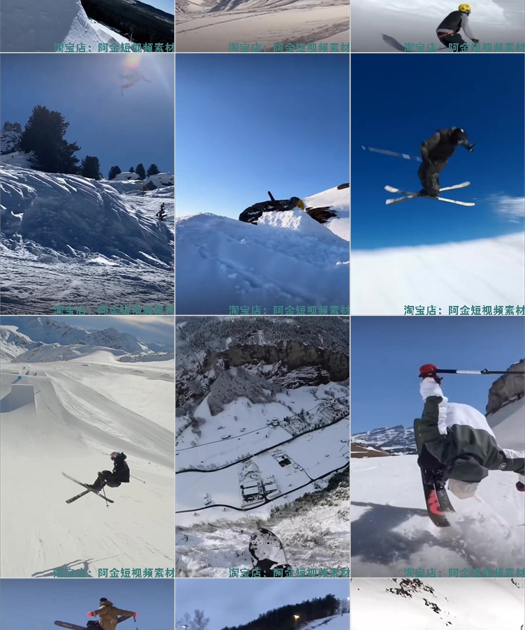 雪场雪山专业滑雪国外冬季户外极限运动自媒体竖屏高清短视频素材插图5