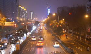 城中心夜晚人车来回车流视频素材